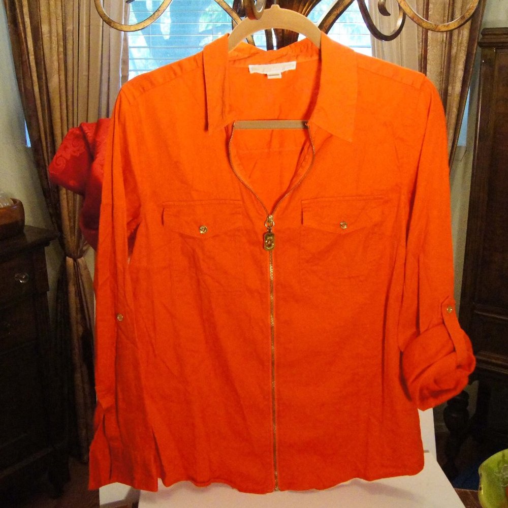 Michael Kors Long Sleeve Zip up Shirt